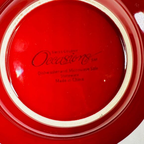 Swiss Colony Occasions Set of 2 Red Stoneware Soup Bowls 9" - Picture 4 of 11